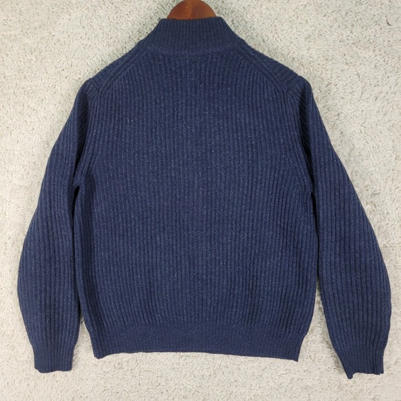 Vintage Brooks Brothers 1/4 Zip Sweater Mens M Blue Scottish Lambswool Pullover - Picture 4 of 10